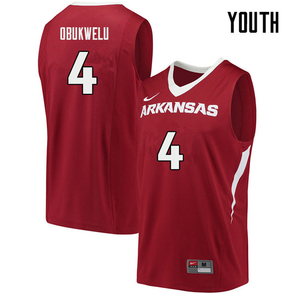 Youth #4 Emeka Obukwelu Arkansas Razorbacks College Basketball Jerseys Sale-Cardinal